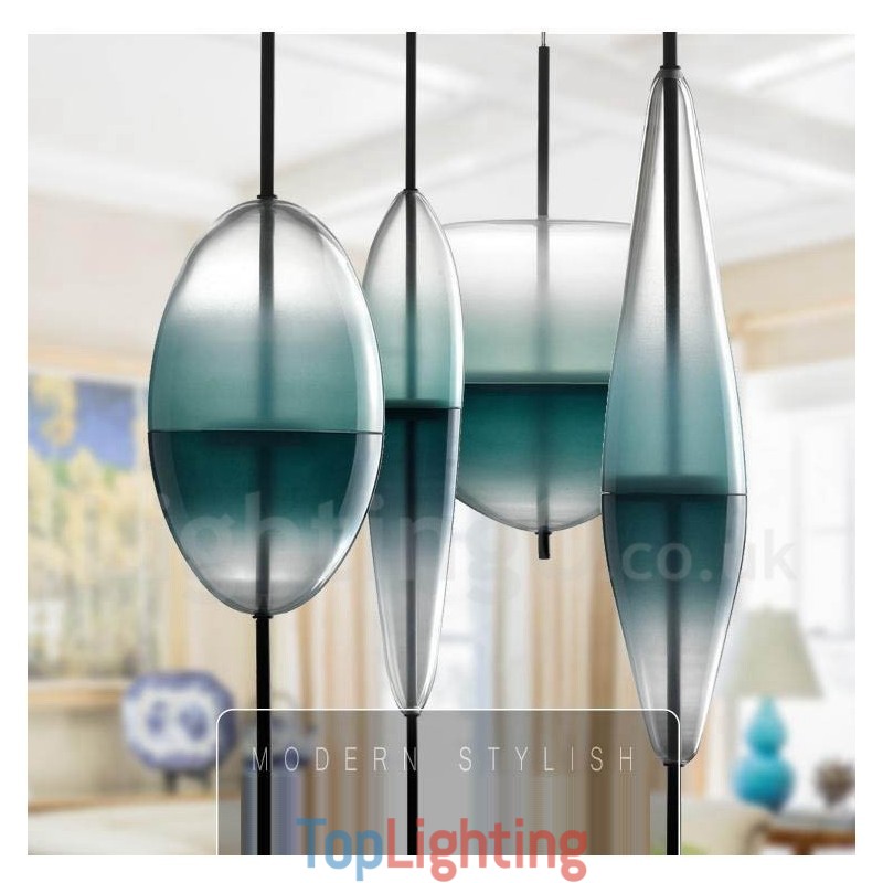 Modern Contemporary Gradient Color Pendant Light with Glass Shade