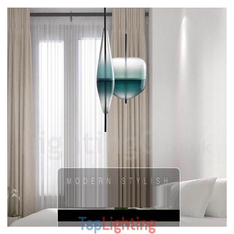 Modern Contemporary Gradient Color Pendant Light with Glass Shade