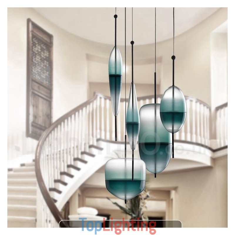 Modern Contemporary Gradient Color Pendant Light with Glass Shade