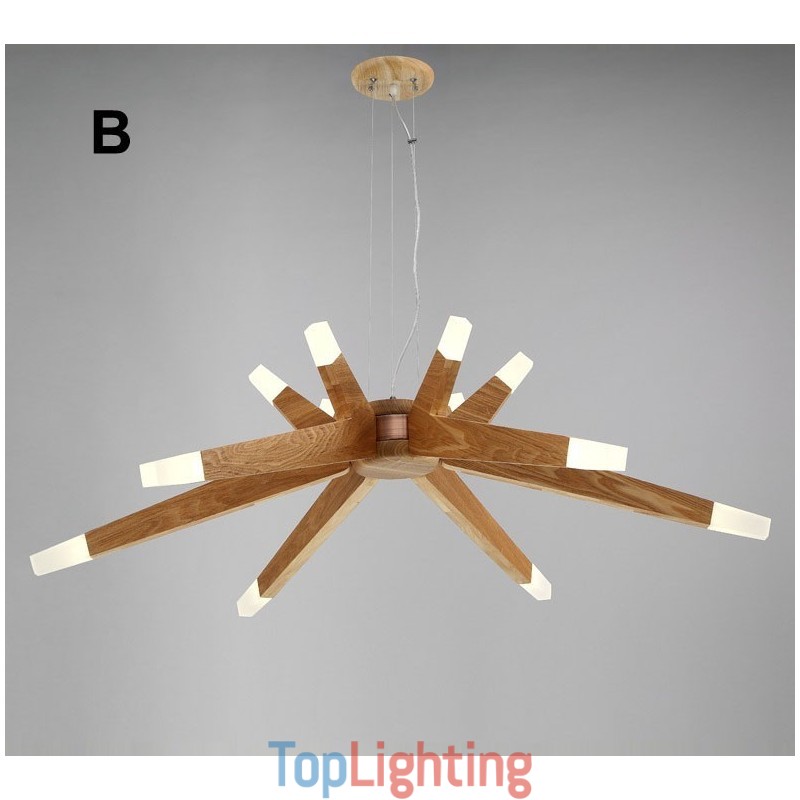 Modern Contemporary Wood 12 Light Pendant Light