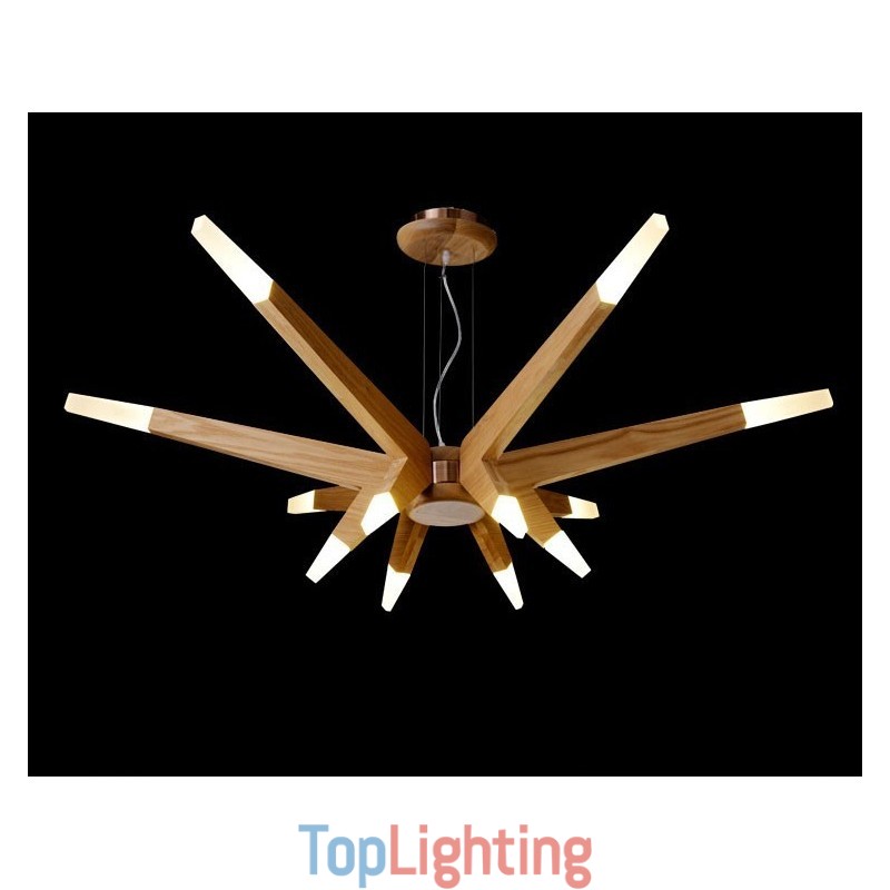 Modern Contemporary Wood 12 Light Pendant Light