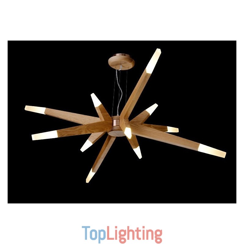 Modern Contemporary Wood 12 Light Pendant Light