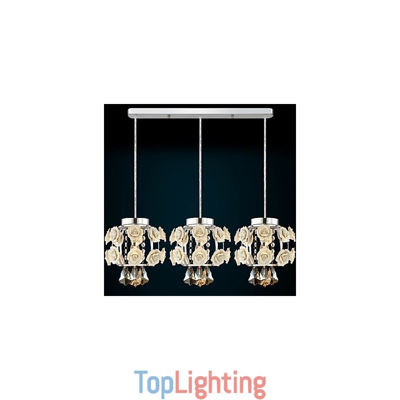 Flowers and Crystal Chandelier Pendant Light