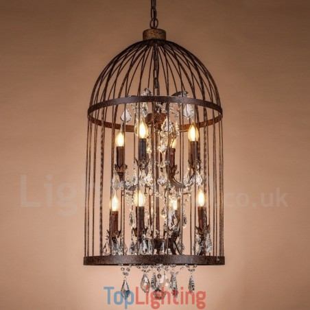 Retro Vintage Metal 8 Light Birdcage Pendant Light Retro Vintage Metal 8 Light Birdcage Pendant Light