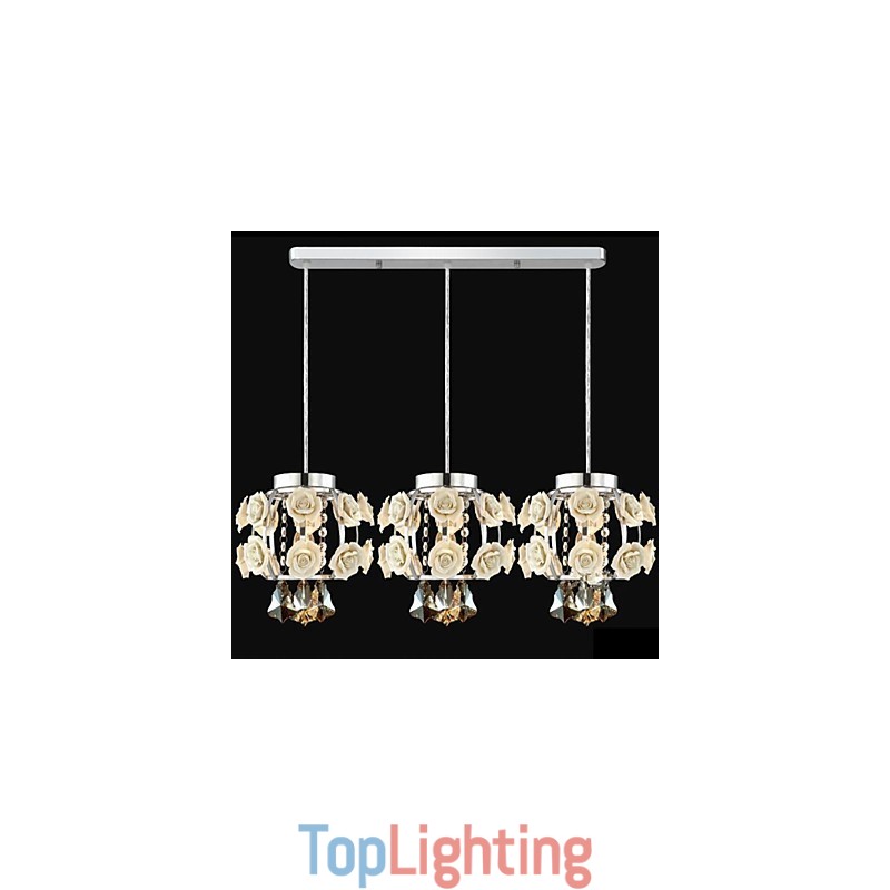 Flowers and Crystal Chandelier Pendant Light