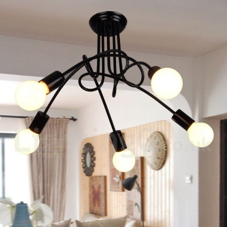 Black Country Metal 5 Light Chandelier Light Black Country Metal 5 Light Chandelier Light