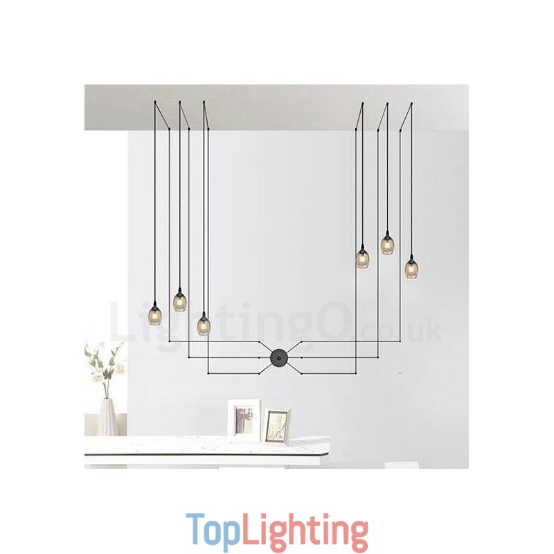 For 6 Light Pendant Light with Glass Shade