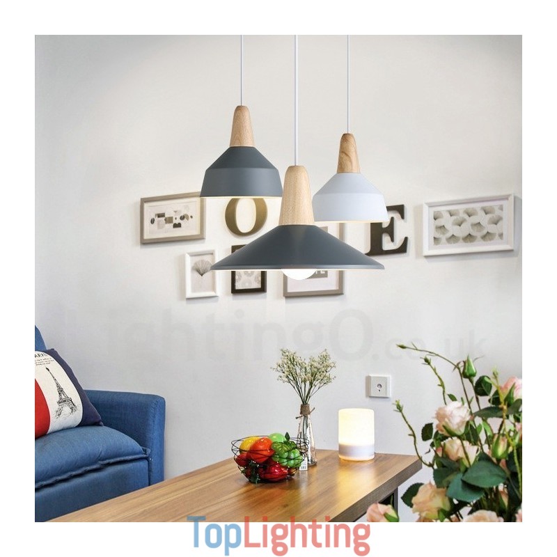 Modern Contemporary Wood Metal Multi Colors Pendant Light