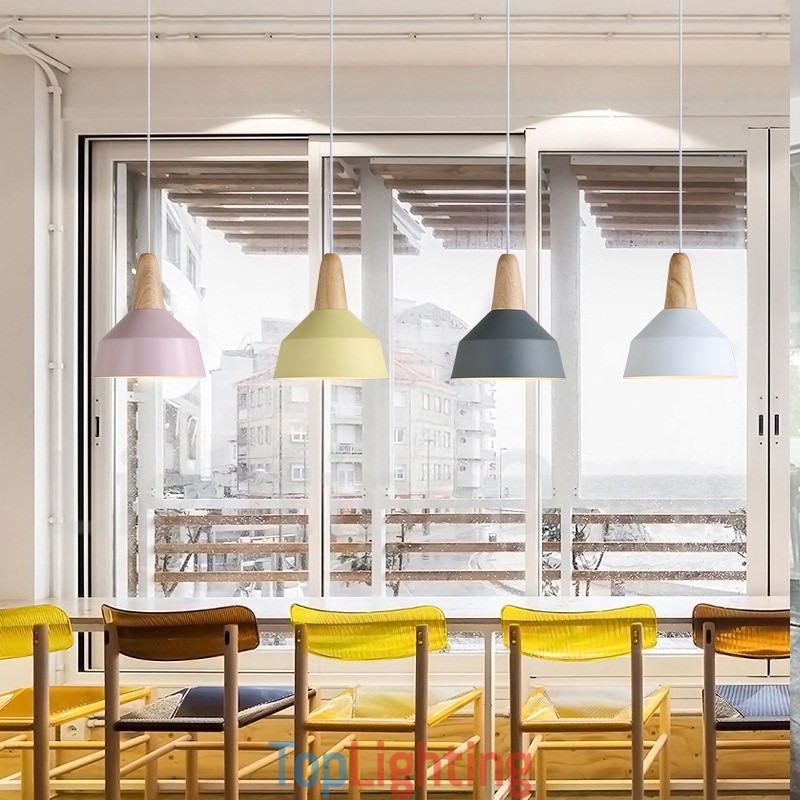 Modern Contemporary Wood Metal Multi Colors Pendant Light