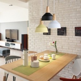 Modern Contemporary Wood Metal Multi Colors Pendant Light