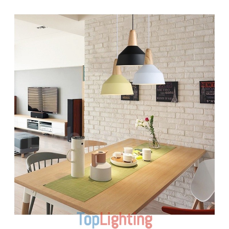 Modern Contemporary Wood Metal Multi Colors Pendant Light
