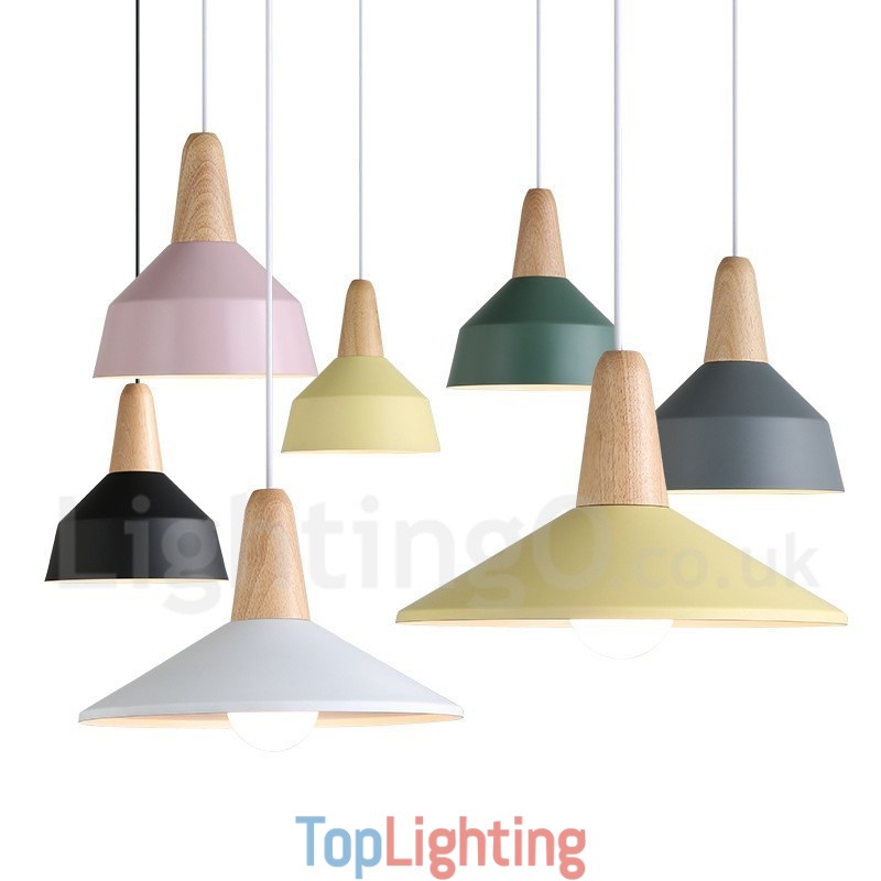 Modern Contemporary Wood Metal Multi Colors Pendant Light