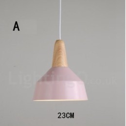 Modern Contemporary Wood Metal Multi Colors Pendant Light