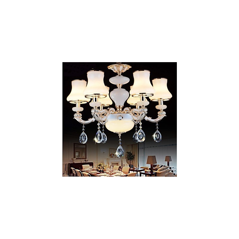 The luxurious Natural Jade Pendant lamp Of The European Crystal Pendant lamp