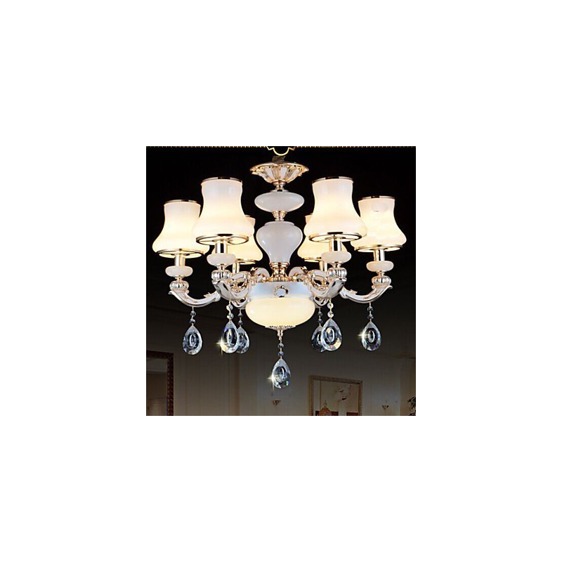 The luxurious Natural Jade Pendant lamp Of The European Crystal Pendant lamp