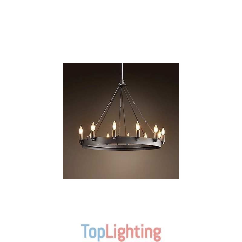 Retro Style Iron Pendent Light with 12 Lights in Candle Feature