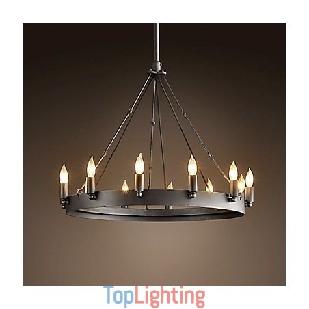 Retro Style Iron Pendent Light with 12 Lights in Candle Feature Retro Style Iron Pendent Light with 12 Lights in Candle Feature