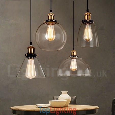 Retro Vintage Pendant Light with Glass Shade Lamp