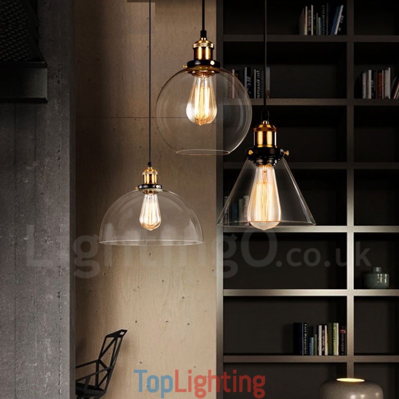 Retro Vintage Pendant Light with Glass Shade Lamp