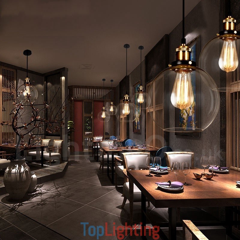 Retro Vintage Pendant Light with Glass Shade Lamp