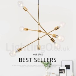 6 Light Copper Chandelier with Glass Shade Lamp