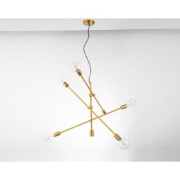 6 Light Copper Chandelier with Glass Shade Lamp