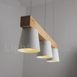 3 Light Modern Contemporary Wood Pendant Light