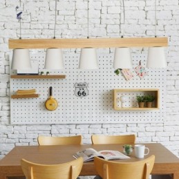 5 Light Modern Contemporary Wood Pendant Light