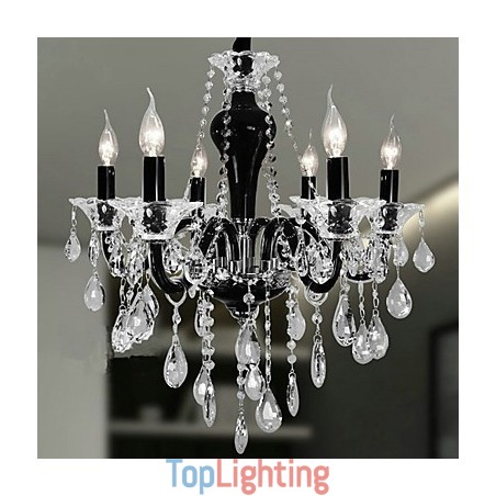6 Light Crystal Chandelier in Black Design Accent 6 Light Crystal Chandelier in Black Design Accent