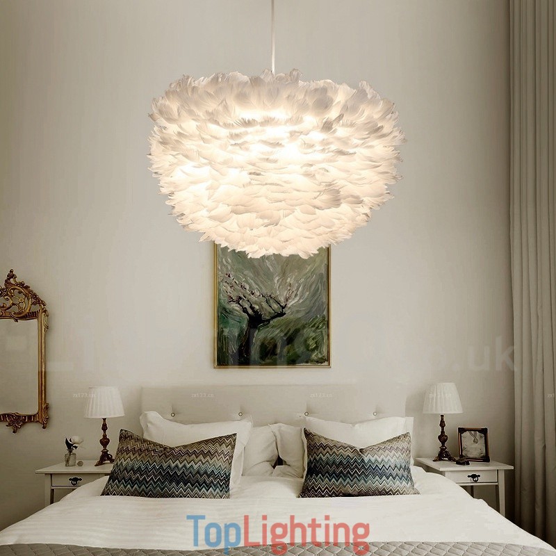 White Feather Pendant Light