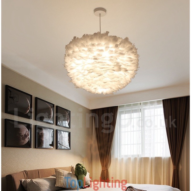 White Feather Pendant Light