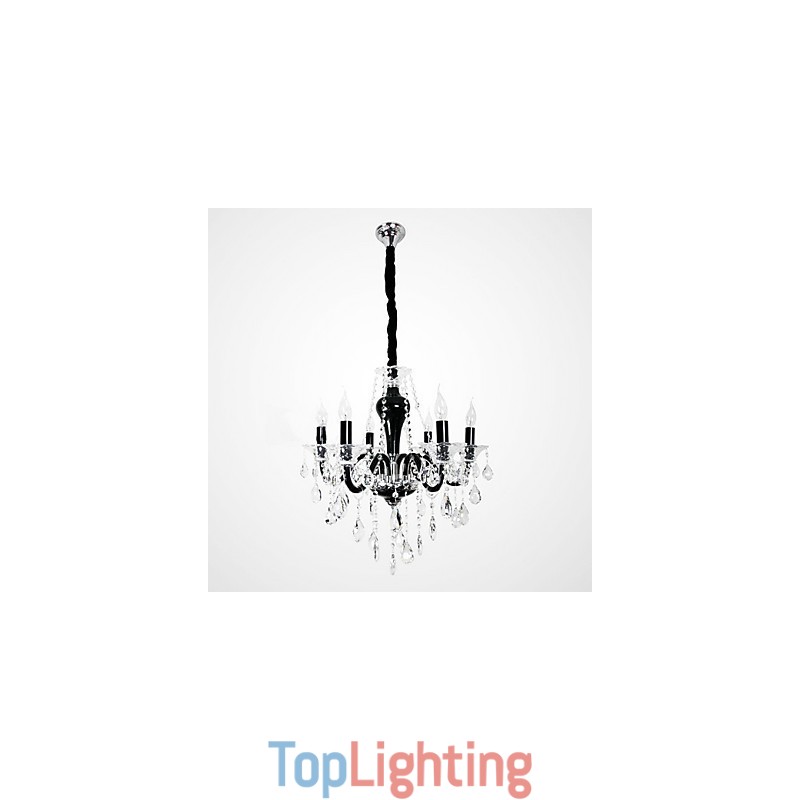 6 Light Crystal Chandelier in Black Design Accent