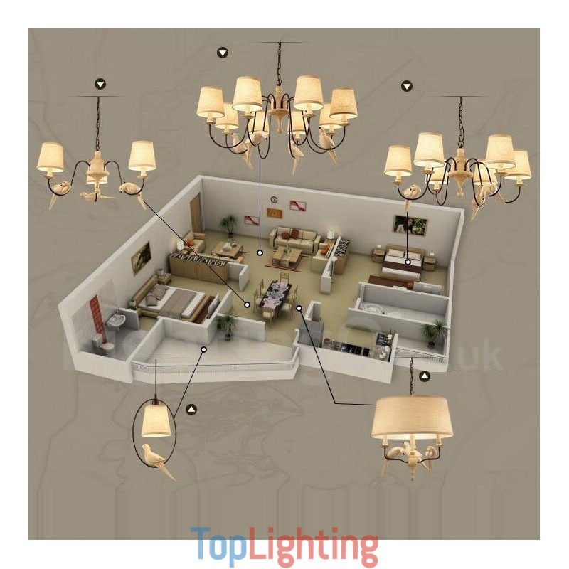 6 Light Rustic Lodge Vintage Pendant Light