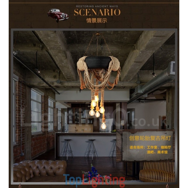 Country Vintage 6 Light Pendant Light