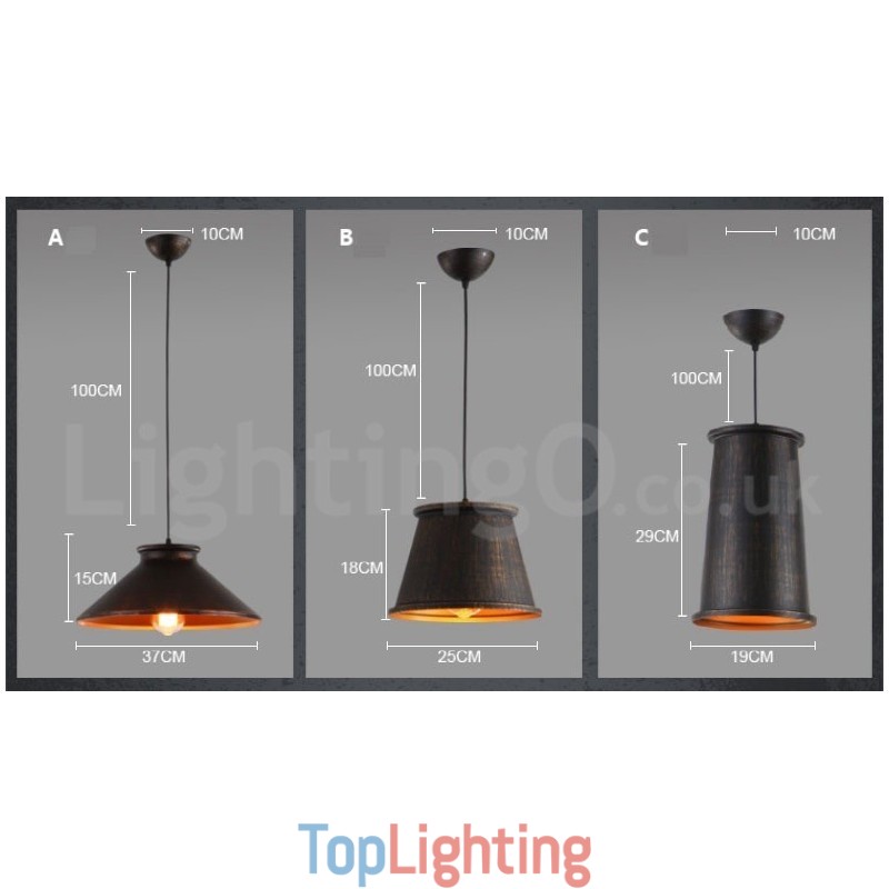 Retro Vintage 1 Light Metal Pendant Light