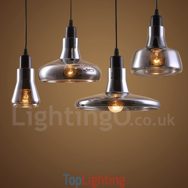 Retro Vintage 1 Light Pendant Light with Glass Shade