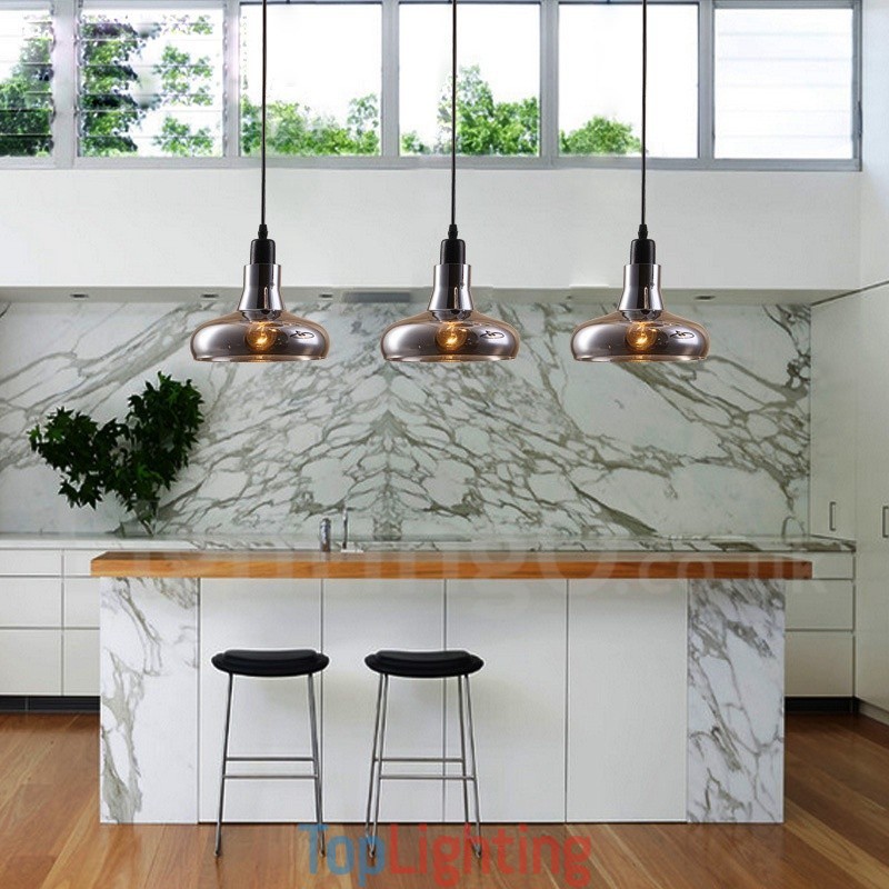 Retro Vintage 1 Light Pendant Light with Glass Shade