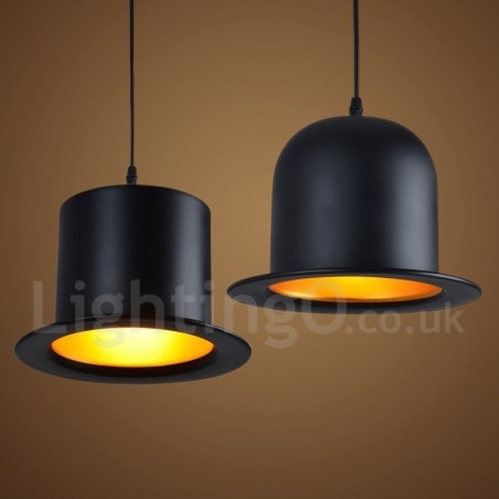 Black Metal Hat Shape 1 Light Retro Vintage Pendant Light Black Metal Hat Shape 1 Light Retro Vintage Pendant Light