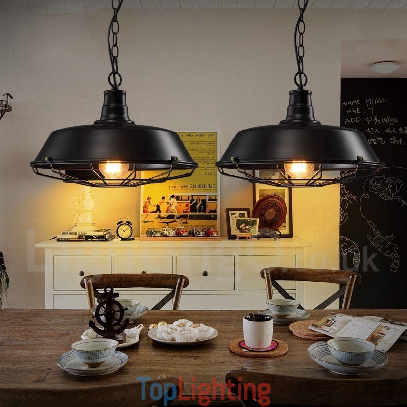 Retro Vintage Black Metal Pendant Light