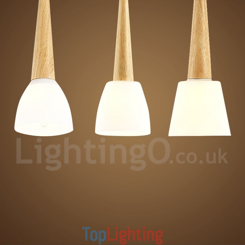 Rustic Lodge Wooden Pendant Light with Glass Shade
