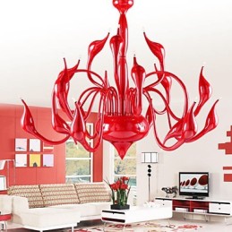 Modern Chandelier Light 18 Lights G4 Red Painting