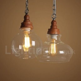 Retro Vintage Pendant Light with Glass Shade Lamp