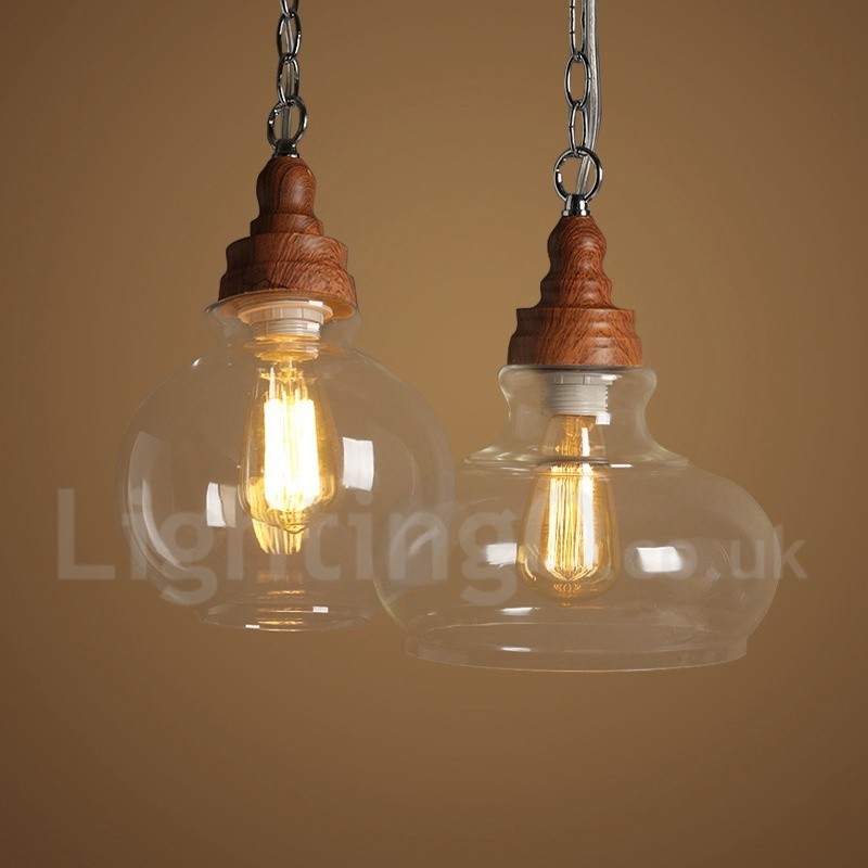 Retro Vintage Pendant Light with Glass Shade Lamp