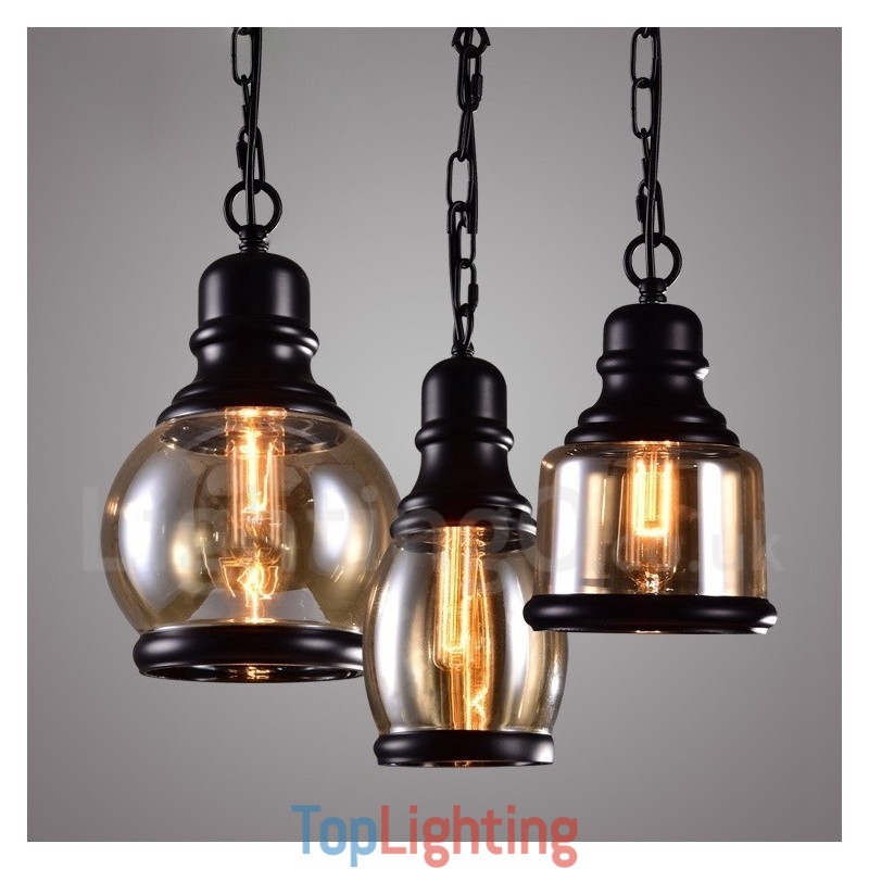 Retro Vintage Pendant Light with Glass Shade Lamp
