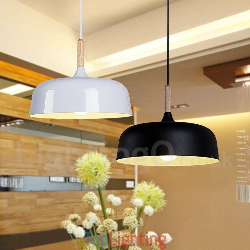 Modern Contemporary Wood Metal Pendant Light