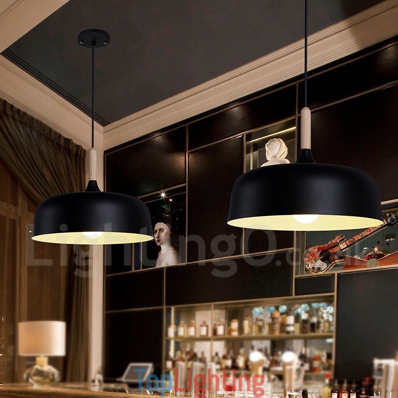 Modern Contemporary Wood Metal Pendant Light