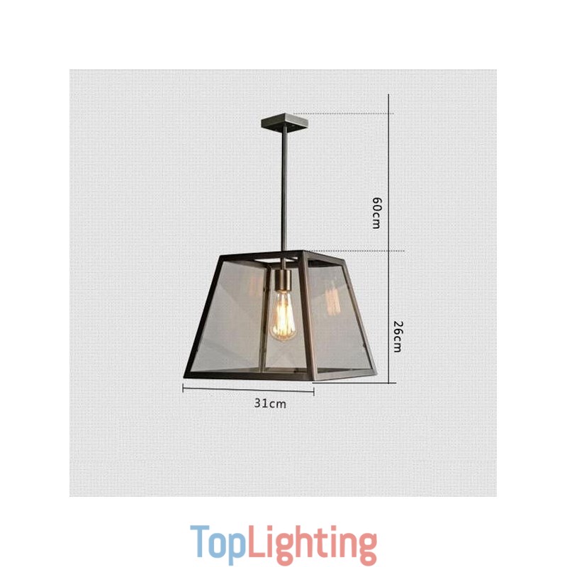 Vintage Metal Pendant Light with Glass Shade