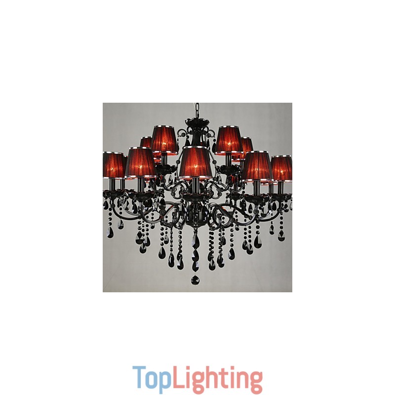 Chandelier Crystal Modern Contemporary Crystal 15 Light Red