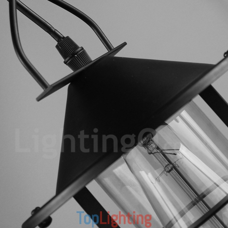 Vintage Metal Pendant Light with Glass Shade