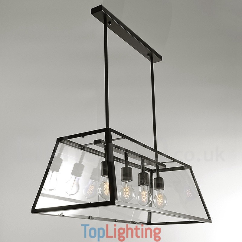 Rustic Lodge Vintage Metal Pendant Light with Glass Shade